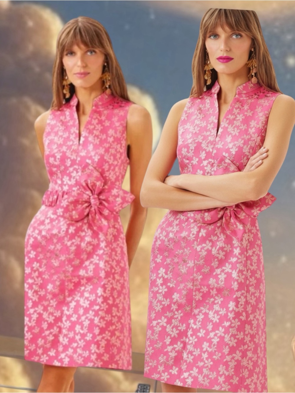 Lilly Pulitzer Tazie Hot Pink Dress with Gold Floral Accents💕💕 - Picture 1 of 9